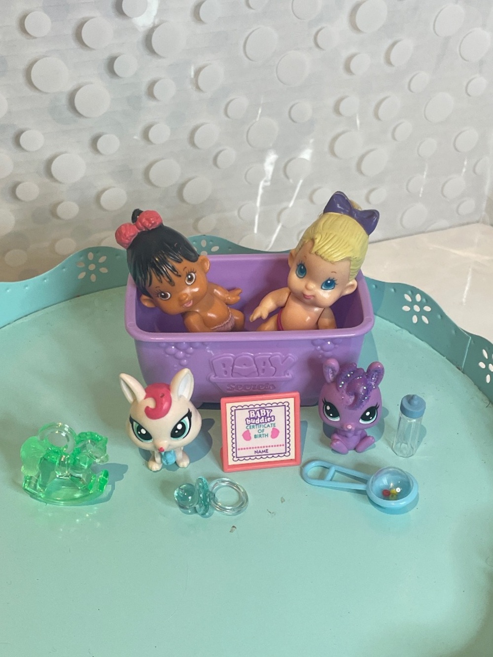 Vintage Littlest Pet Shop Baby Buddies bath time Playset